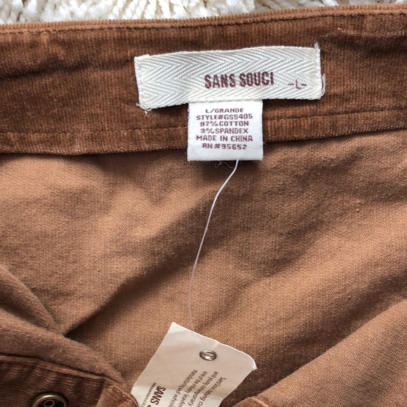 NWT Sans Souci Mini Corduroy Skirt Brown size L - Picture 4 of 5